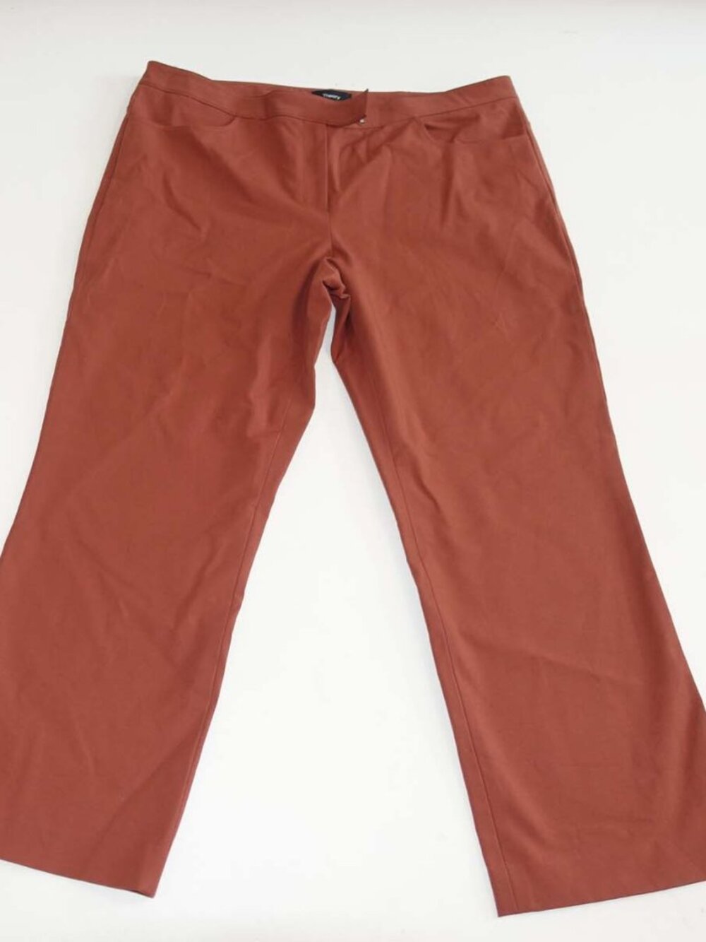 Theory Women's Cropped Pants in Double Stretch Cotton Size 12 NWT Cognac Brown
